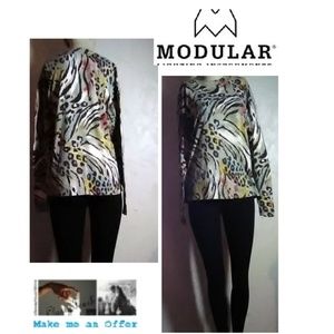 Modular Animal Print Tunic Top Size L